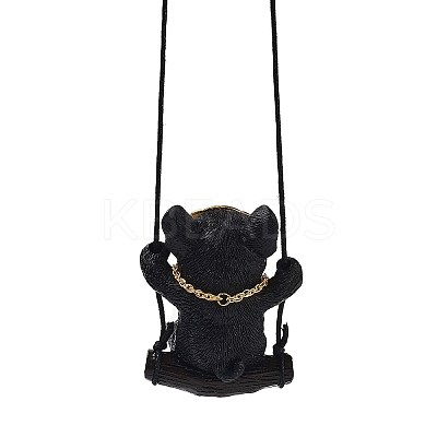 Cute Resin Swinging Bulldog Pendant Decorations HJEW-A010-01C-1