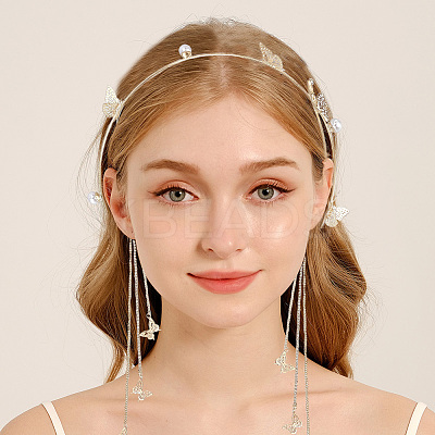 Zinc Alloy Rhinestone Hair Bands OHAR-WH20007-01A-G-1