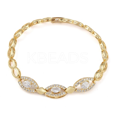 Cubic Zirconia Oval Link Chain Bracelet BJEW-Z069-01G-01-1
