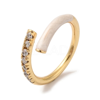 Rack Plating Brass Cubic Zirconia Open Cuff Rings for Women RJEW-S407-04F-1