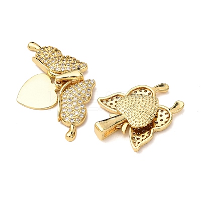 Brass Micro Pave Cubic Zirconia Openable Pendants KK-D012-04G-1