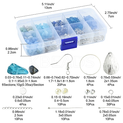 DIY Brass & Natural Gemstone Chips Dangle Earrings Jewelry Making Kits DIY-FS0006-85-1