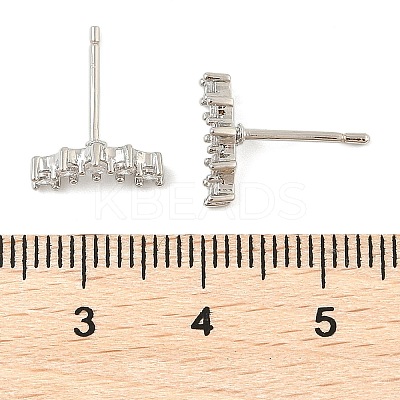 Brass Micro Pave Clear Cubic Zirconia Stud Earrings EJEW-R016-26P-15-1