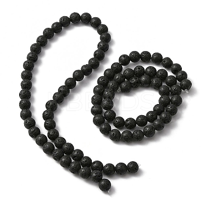 Natural Lava Rock Round Beads Strands G-YW0002-08-1