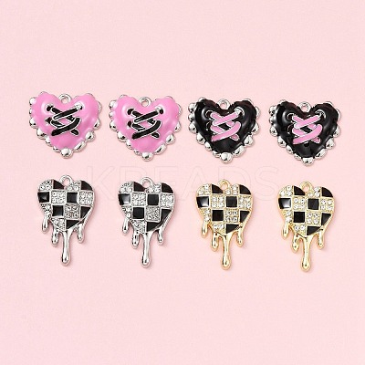 8Pcs 4 Style Valentine's Day Alloy Enamel Pendants FIND-FS0001-90-1