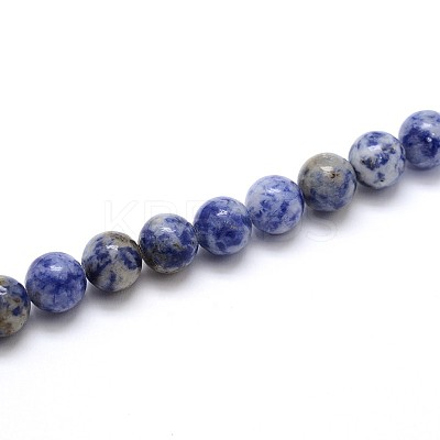 Natural Blue Spot Jasper Round Beads Strands G-O047-01-8mm-1
