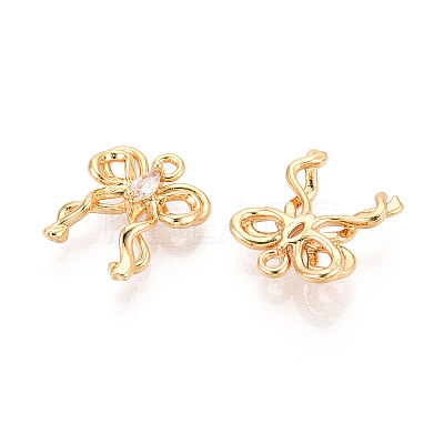 Brass Pave Clear Cubic Zirconia Pendants KK-T074-100A-G-1