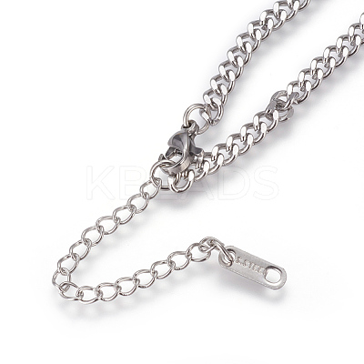 Non-Tarnish 304 Stainless Steel Split Initial Pendant Necklaces NJEW-L152-03U-1