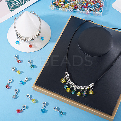 105Pcs 7 Colors Glass European Dangle Charms PALLOY-TAC0221-1