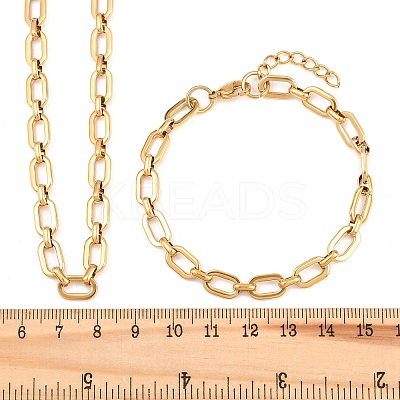 304 Stainless Steel Cable Chains Bracelet & Necklace Jewelry Sets SJEW-L199-04G-1