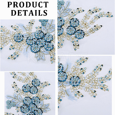 3D Flower Polyester Embroidery Sew on Appliques PATC-WH0012-02B-1