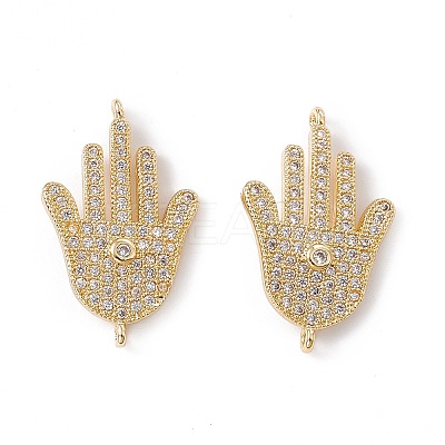 Brass Micro Pave Clear Cubic Zirconia Connector Charms KK-E068-VC077-1