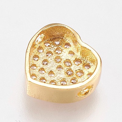 Brass Micro Pave Cubic Zirconia Beads KK-I614-055G-1