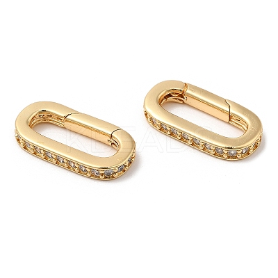 Brass Micro Pave Cubic Zirconia Spring Gate Rings KK-B074-59G-1