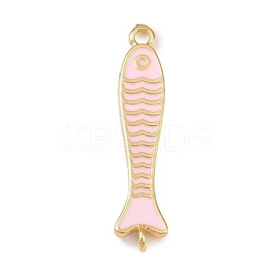 Brass Enamel Fish Connector Charms KK-L255-15G-03-1