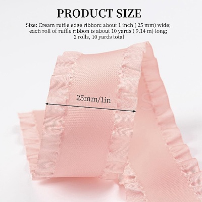 10 Yards Polyester Ruffled Ribbons PW-WG29113-11-1