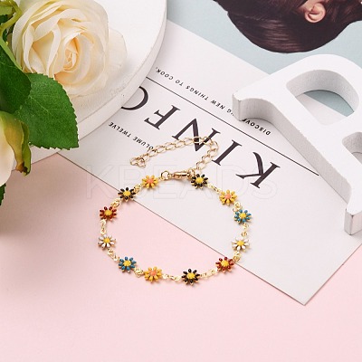 Daisy Link Chain Necklaces & Bracelets Jewelry Sets SJEW-JS01138-01-1