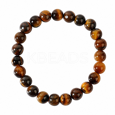 8MM Round Natural Tiger Eye Beaded Stretch Bracelets for Men GW6594-1