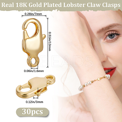 30Pcs Brass Lobster Claw Clasps KK-BBC0014-66G-1