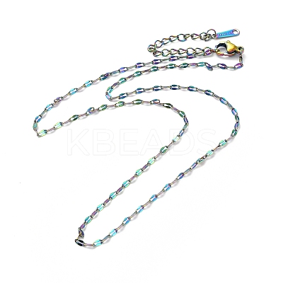Ion Plating(IP) 304 Stainless Steel Dapped Chain Necklace for Men Women NJEW-E076-02M-1