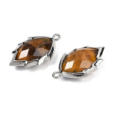 Natural Tiger Eye Faceted Leaf Pendants G-I375-04P-26-1