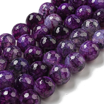 Faceted Natural Dragon Veins Agate Beads Strands X-G-F447-12mm-P09-1