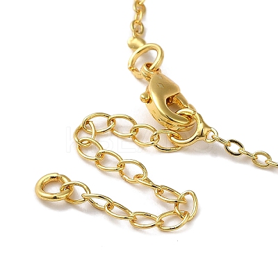 Golden Brass Crescent Moon Pendant Necklace with Rhinestone LS-NJEW-Z015-01B-G-1
