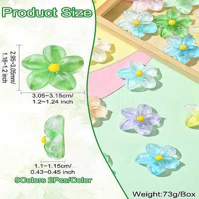 18Pcs 9 Colors Gradient Color & Luminous Opaque Resin Cabochons RESI-CJ0004-24-1