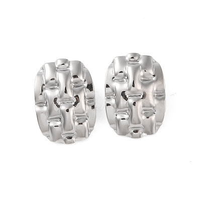 Oval 304 Stainless Steel Earrings LS-EJEW-O004-17P-1