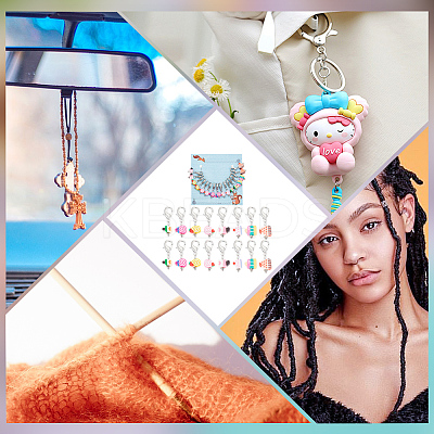 16Pcs 8 Style Ice Cream & Cake Handmade Polymer Clay Imitation Food Pendant Stitch Markers HJEW-NB00031-1