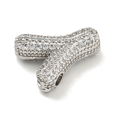 Platinum Plated Brass Micro Pave Cubic Zirconia Pendants KK-L073-001P-Y-1