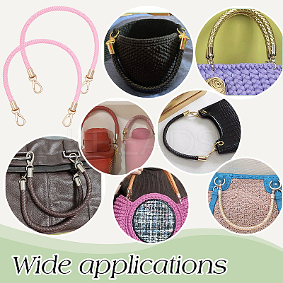Imitation Leather Braided Round Cord Bag Handles with Zinc Alloy Clasps FIND-WH0126-941A-02-1