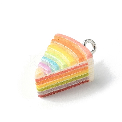 3D Rainbow Cake Resin Pendants RESI-V002-01-1