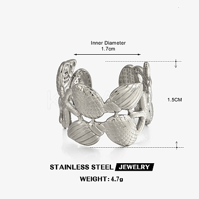 304 Stainless Steel Open Cuff Rings for Women WG32771-02-1