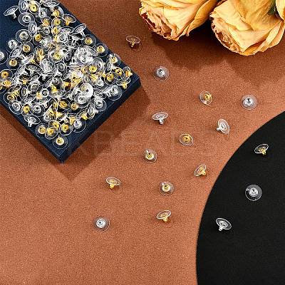 150Pairs 2 Colors Brass Bullet Clutch Bullet Clutch Earring Backs with Pad KK-YW0002-78-1