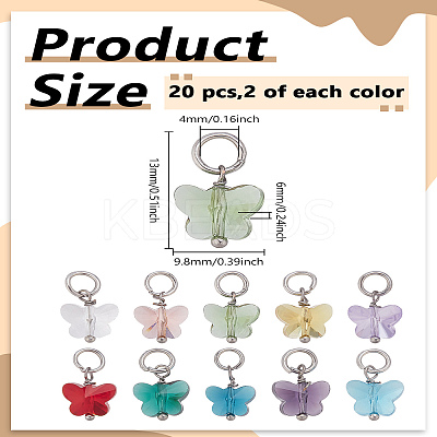 20Pcs 10 Colors Faceted Transparent Glass Charms GLAA-LP0001-18-1