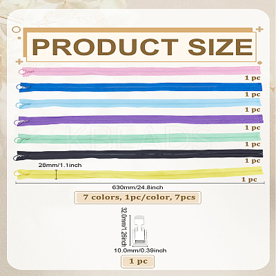 7Pcs 7 Colors Nylon and Resin Closed-end Zipper FIND-LP0007-42A-1