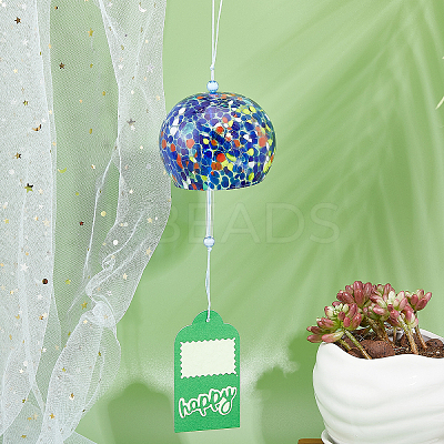 Japanese Glass Polka Dot Half Round Wind Chimes HJEW-WH0069-22A-1