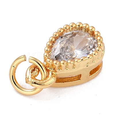 Real 18K Gold Plated Brass Inlaid Cubic Zirconia Charms ZIRC-L100-077G-01-1