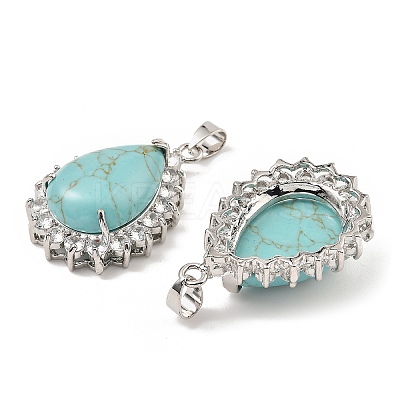 Synthetic Turquoise & Rhinestone Pendants G-K338-31P-06-1