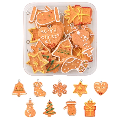 18Pcs 9 Styles Christmas Theme Opaque Resin Pendants RESI-FS0001-40-1