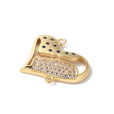 Brass Micro Pave Cubic Zirconia Heart Connector Charms KK-A252-28G-06-1