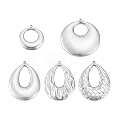 5Pcs 5 Styles 304 Stainless Steel Pendants STAS-PH0006-79-1