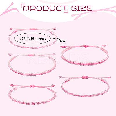 5Pcs 5 Style Nylon Thread Woven Braided Bracelets Set BJEW-SW00051-1