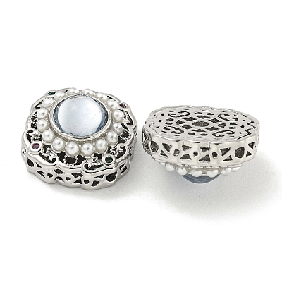 Brass with ABS Imitation Pearl with Resin with Clear Cubic Zirconia Charms KK-Q820-34P-1