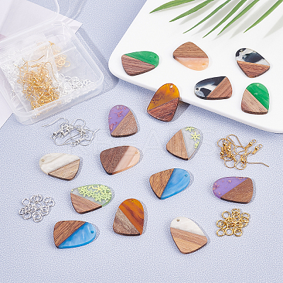 DIY 8 Pairs Teardrop Wood Earring Makings DIY-FH0002-01-1