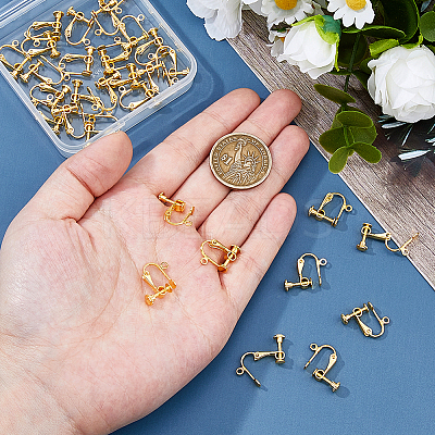 30Pcs Brass Screw Clip-on Earring Findings FIND-DC0007-06-1
