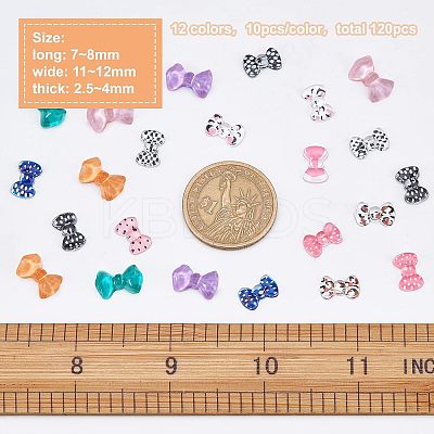 120Pcs 12 Styles Bowknot Resin Cabochons MRMJ-OC0002-90-1