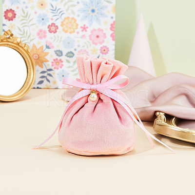 Velvet Jewelry Bags with Drawstring & Plastic Imitation Pearl LS-TP-CJC0001-03G-1