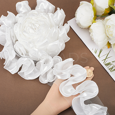 4.6~5 Yards Polyester Satin Chiffon Wavy Lace OCOR-GF0003-53B-1